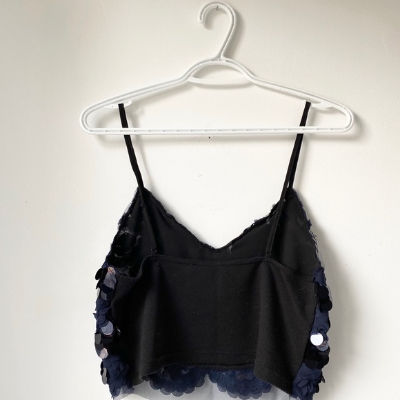 2/$20 Zara sequin and lace navy blue crop top - Picture 8 of 9